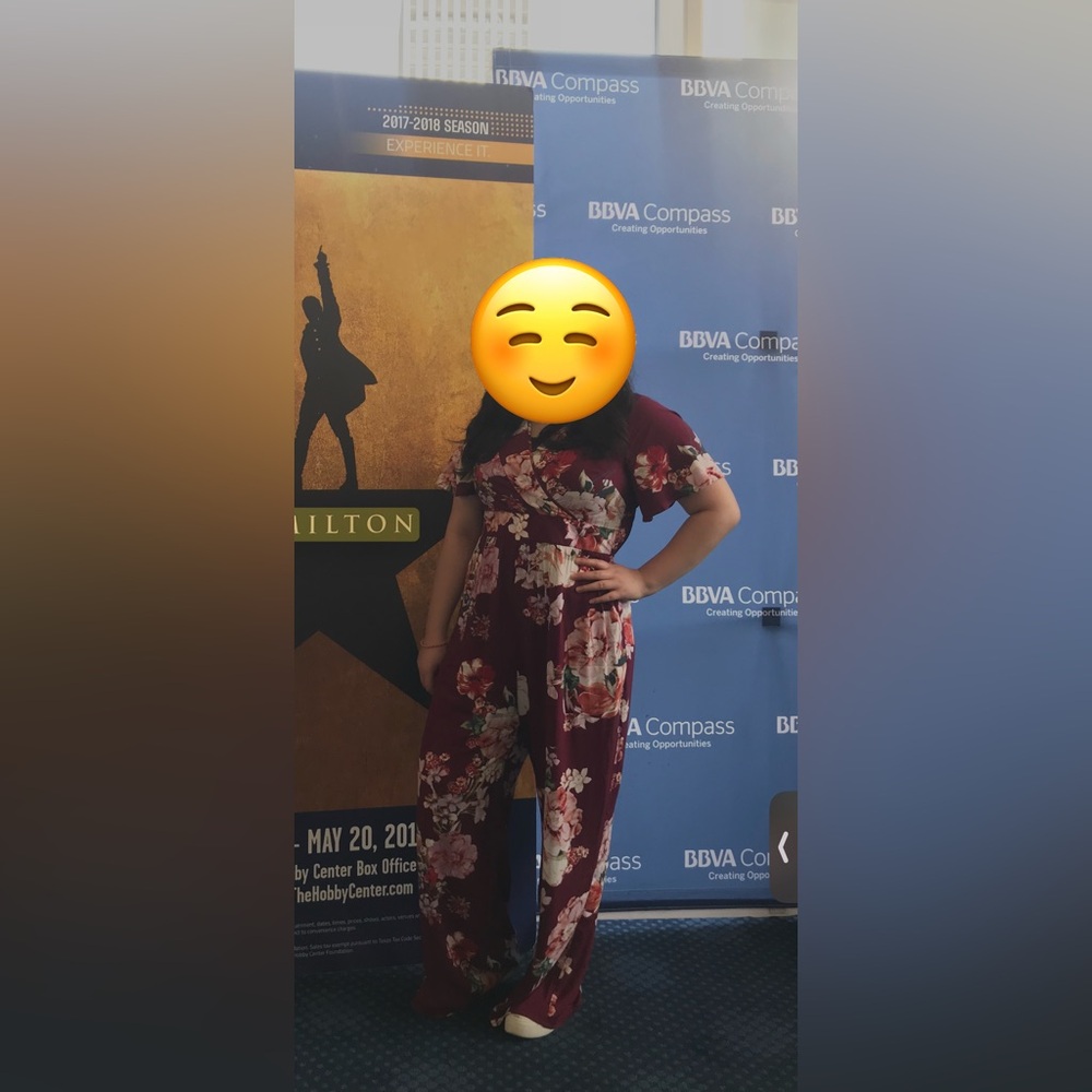 xhilaration L Burgundy Flowy Jumpsuit Pockets! - Picture 4 of 4
